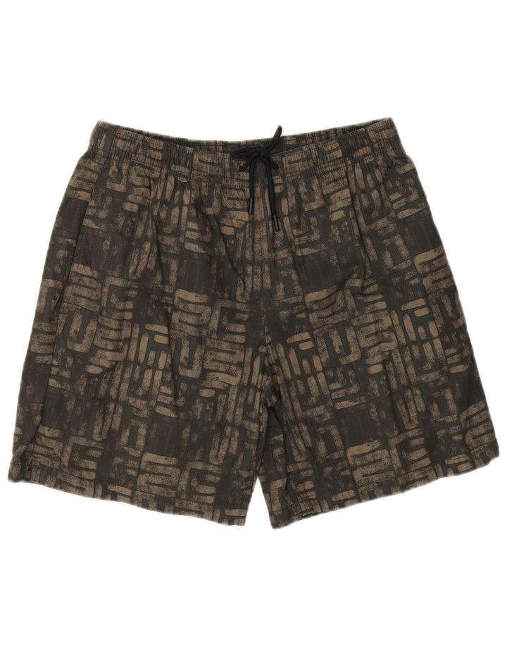 Zara Shorts de natação masculino médio preto geométrico poliéster
