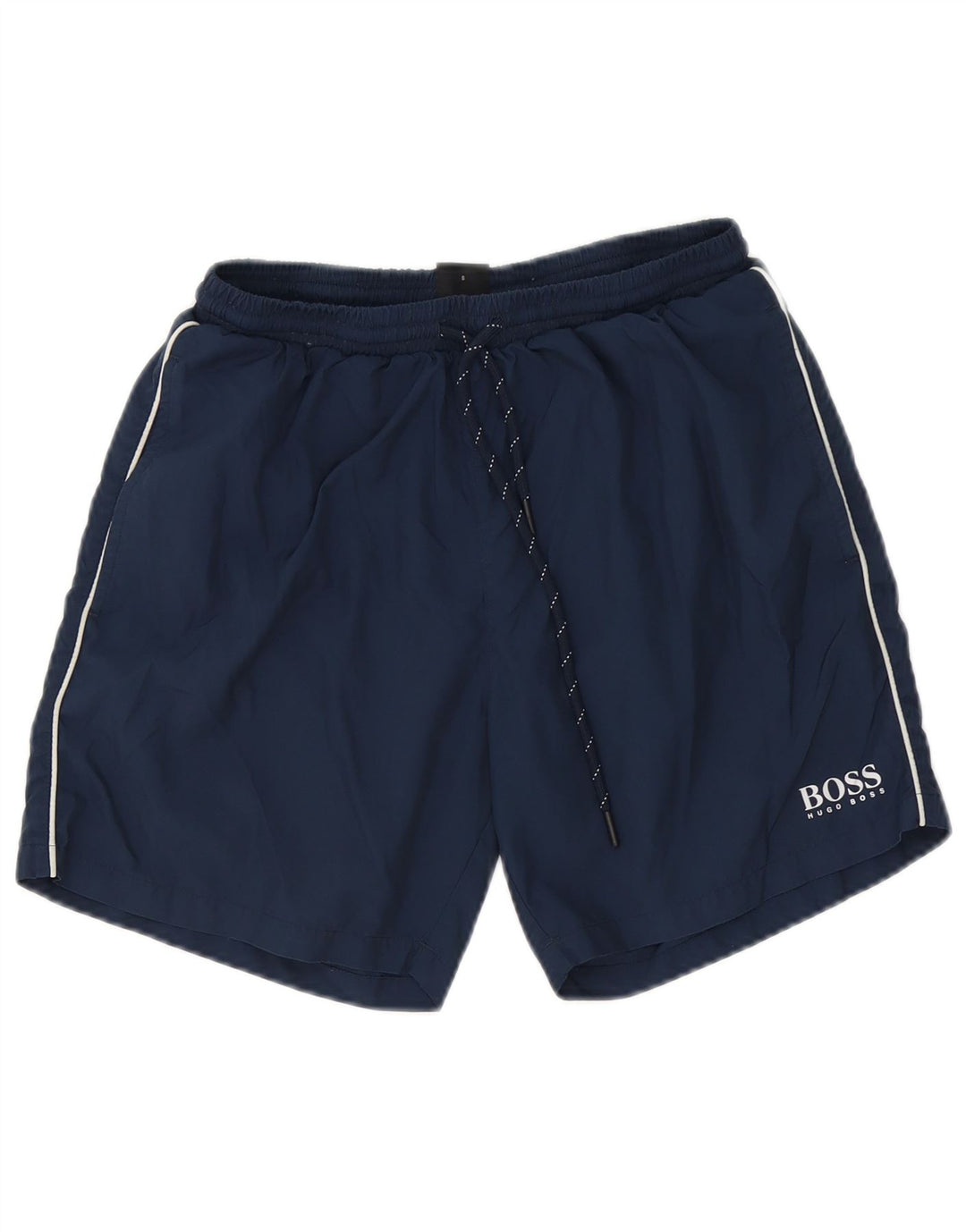 Shorts de natação masculino Hugo Boss pequeno poliéster azul marinho