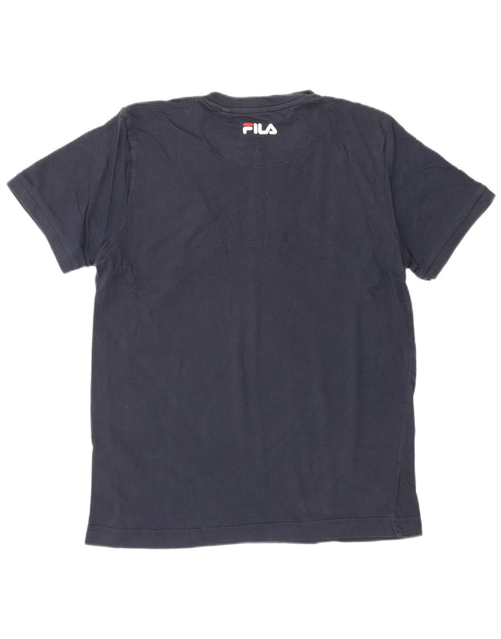Camiseta masculina gráfica FILA Top pequeno azul marinho
