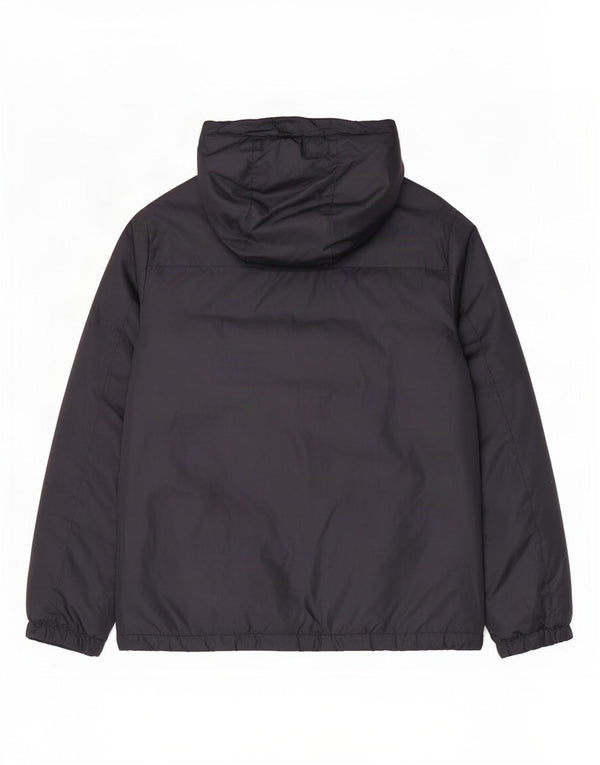 Jaqueta acolchoada com capuz masculina vintage UK 42 XL poliéster preto