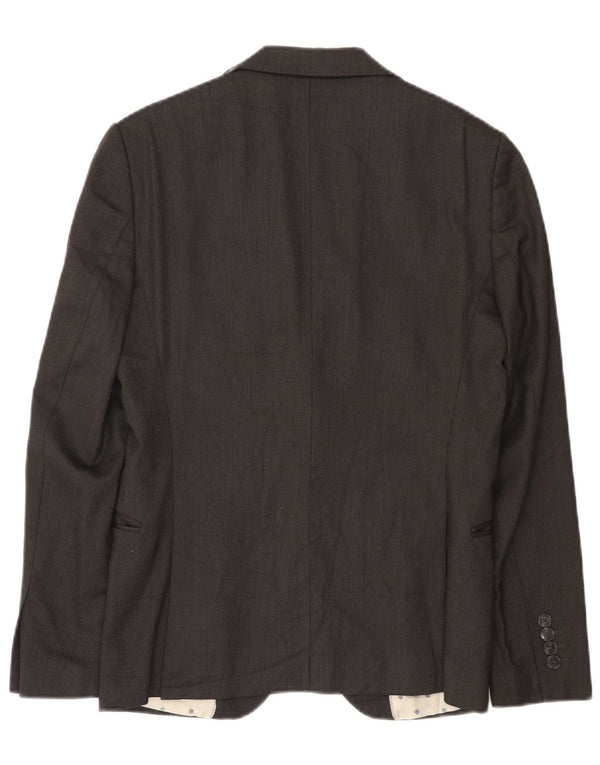 Jaqueta blazer masculina Zara com 2 botões EU 46 poliéster cinza pequeno