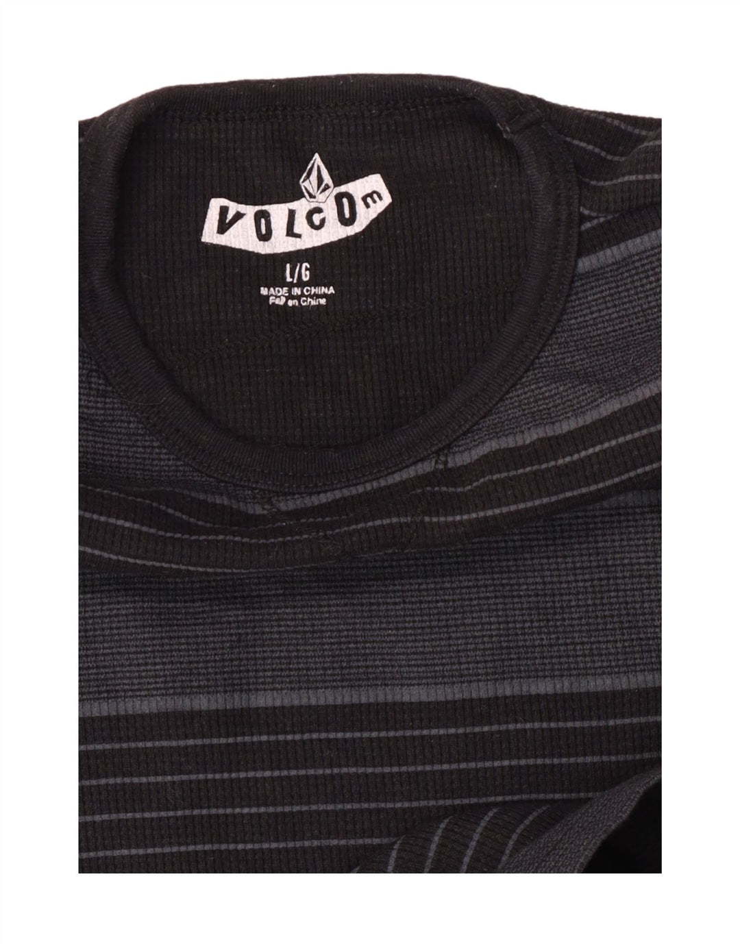 Volcom Meninos Top Manga Comprida 11-12 Anos Grande Poliéster Listrado Cinza