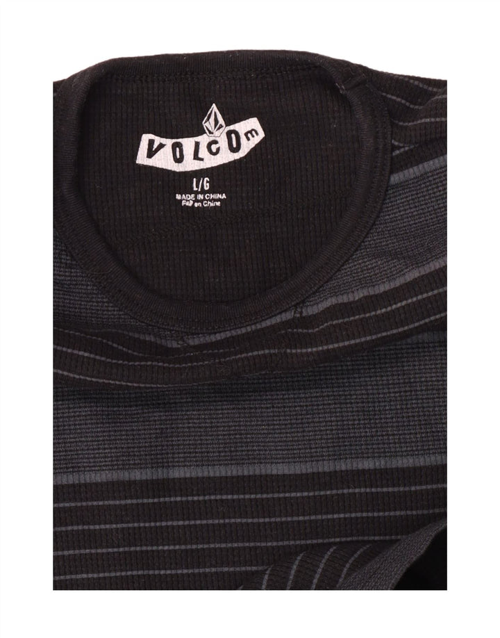 Volcom Meninos Top Manga Comprida 11-12 Anos Grande Poliéster Listrado Cinza