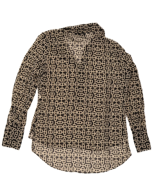 Blusa feminina Zara manga comprida oversized UK 6 XS preto geométrico