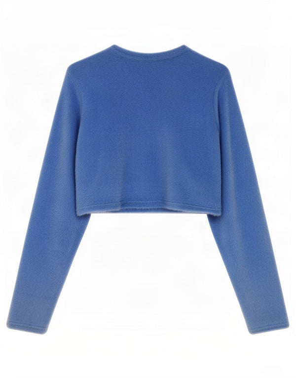 Bolero Jumper feminino Zara UK 10 pequeno azul nylon