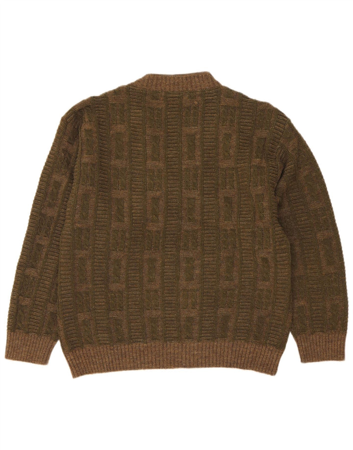 Dei Massimi Suéter masculino com decote em V IT 48 Médio cáqui Argyle/Diamante