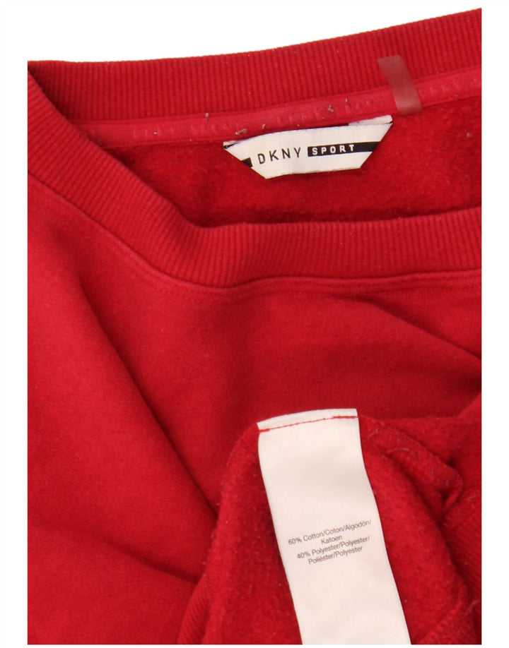 DKNY Suéter feminino cropped com estampa gráfica Reino Unido 14 grande algodão vermelho