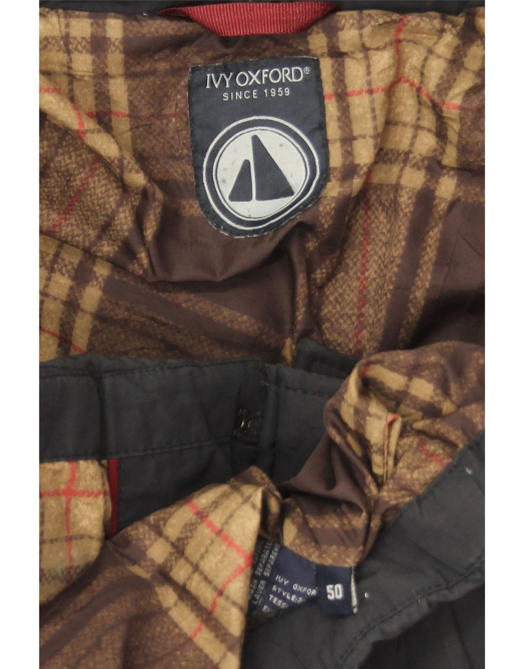 IVY OXFORD Mens Hooded Padded Jacket IT 50 Large Navy Blue Cotton Vintage Ivy Oxford and Second-Hand Ivy Oxford from Messina Hembry 