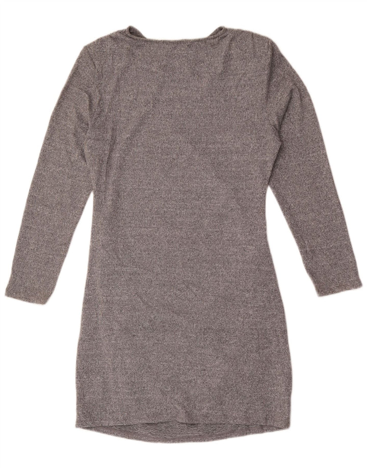 Vestido feminino Marks & Spencer com bainha de manga comprida Reino Unido 14 cinza médio manchado
