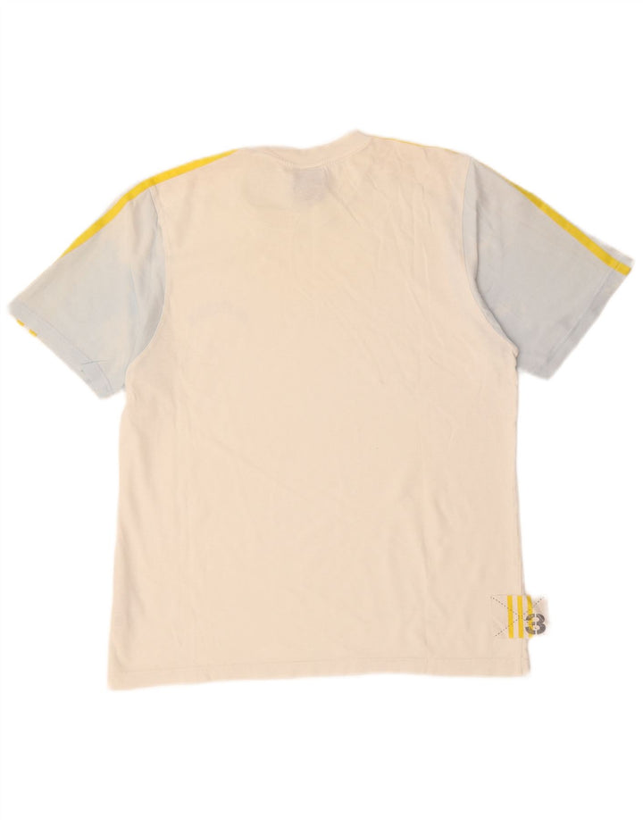 ADIDAS Mens T-Shirt Top Pequeno Algodão Colorblock Branco
