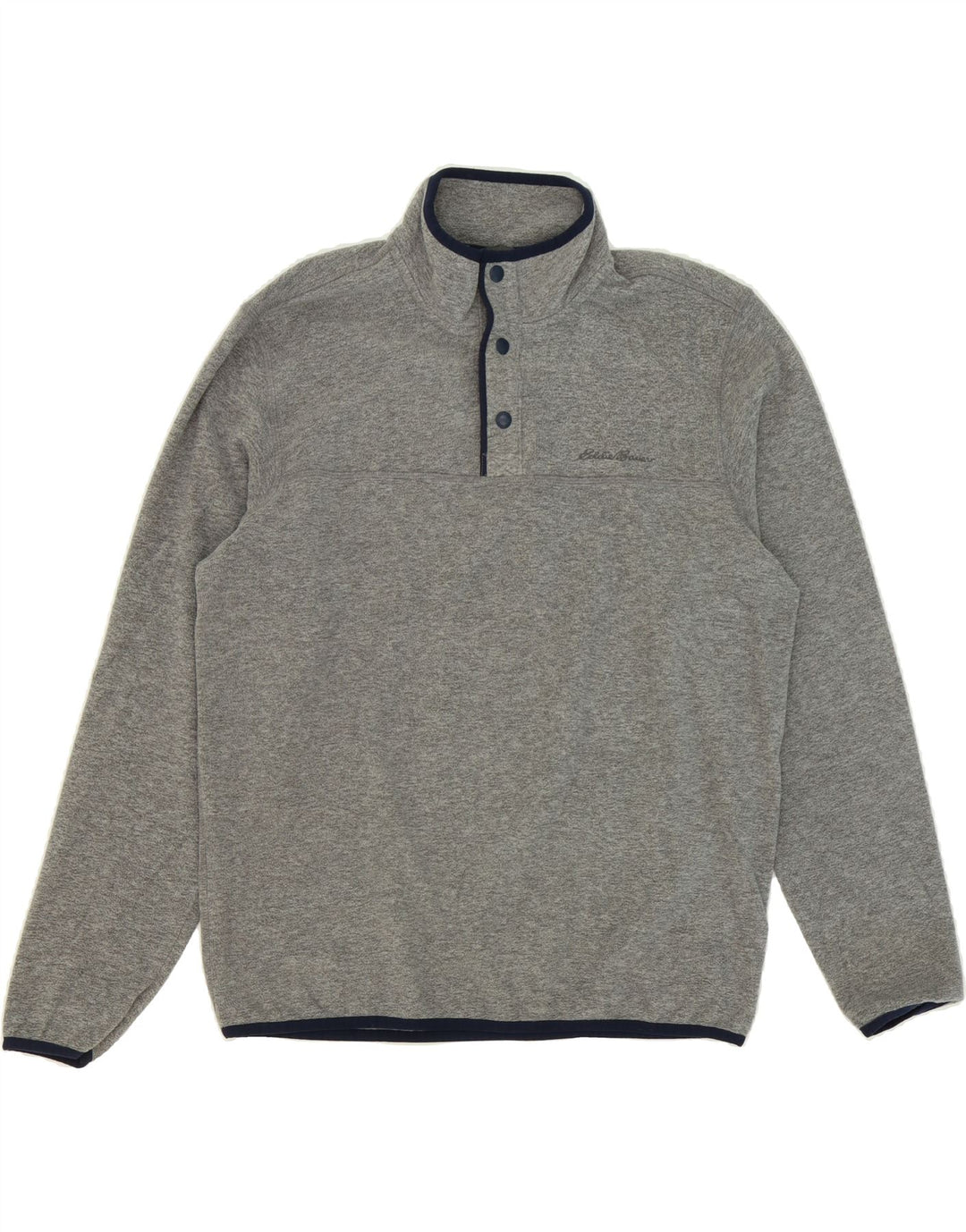 EDDIE BAUER Mens Button Neck Fleece Jumper Medium Grey Polyester Vintage Eddie Bauer and Second-Hand Eddie Bauer from Messina Hembry 
