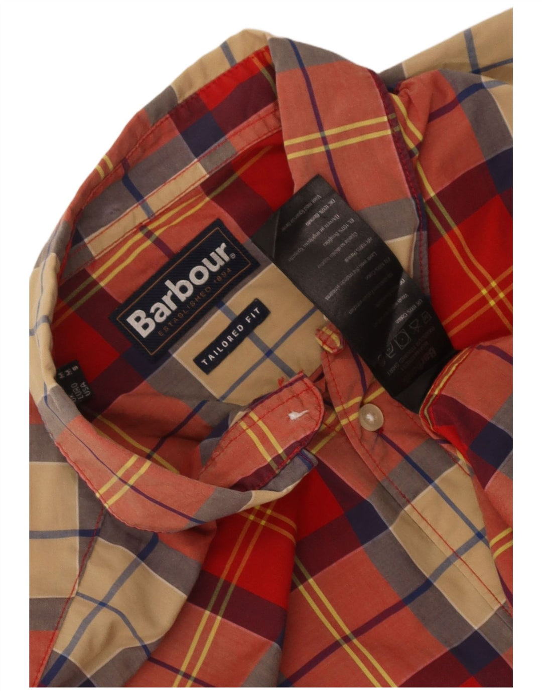 Camisa masculina Barbour sob medida de algodão xadrez vermelho médio
