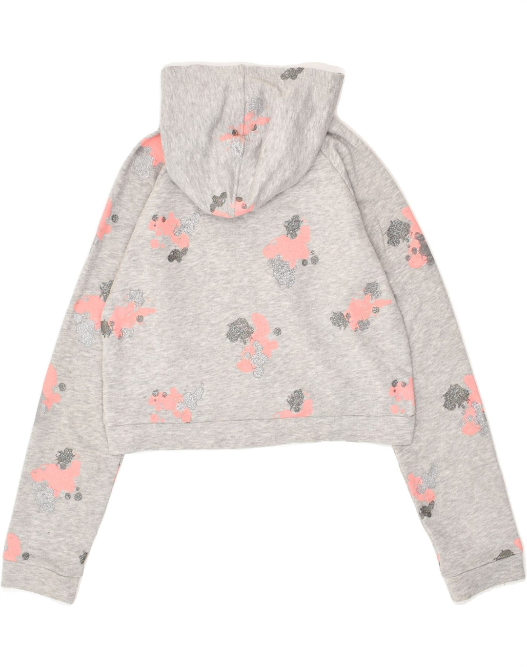 LIU JO Girls Crop Zip Hoodie Sweater 15-16 Years Grey Spotted Cotton | Vintage Liu Jo | Thrift | Second-Hand Liu Jo | Used Clothing | Messina Hembry 