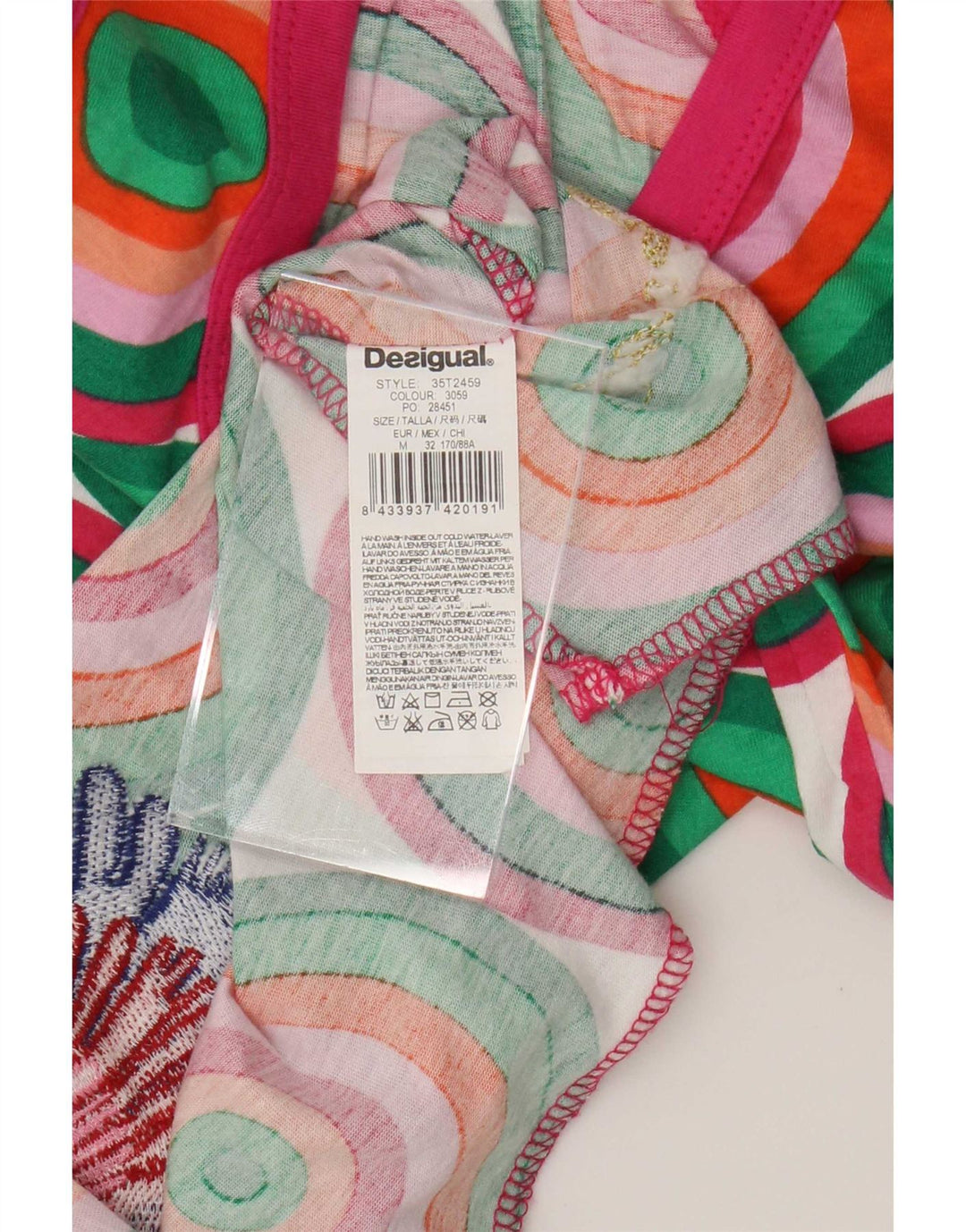 Desigual Womens Graphic Vest Top UK 12 Médio Multicolorido Geométrico