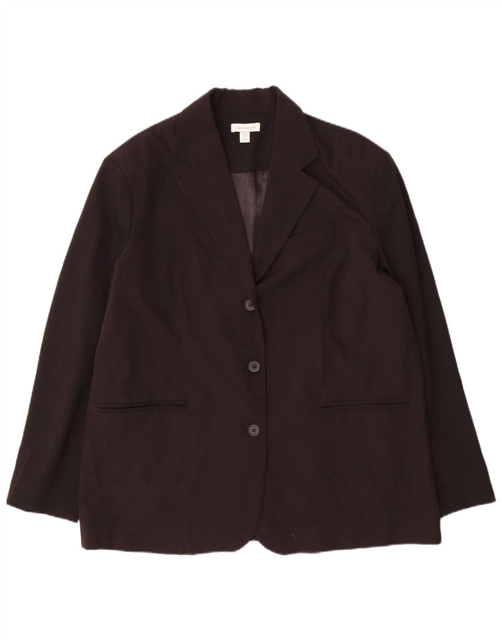 Jaqueta blazer oversized feminina Topshop com 3 botões Reino Unido 12 médio preto