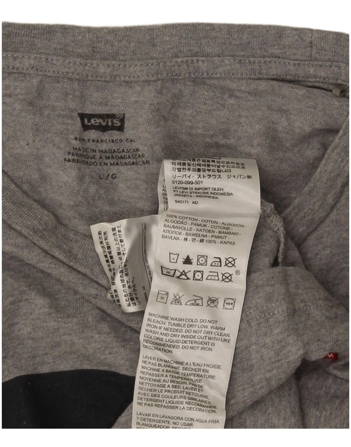 Camiseta gráfica masculina Levi's Top grande algodão manchado cinza