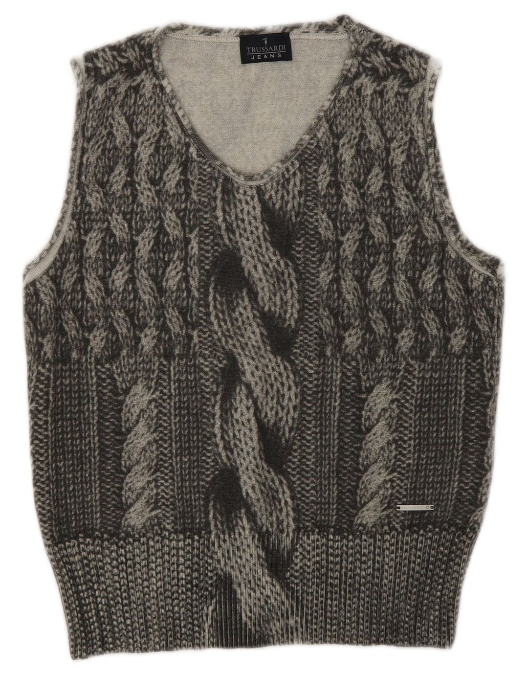 Trussardi Jeans Regata Feminina Colete Reino Unido 12 Lã Cinza Médio