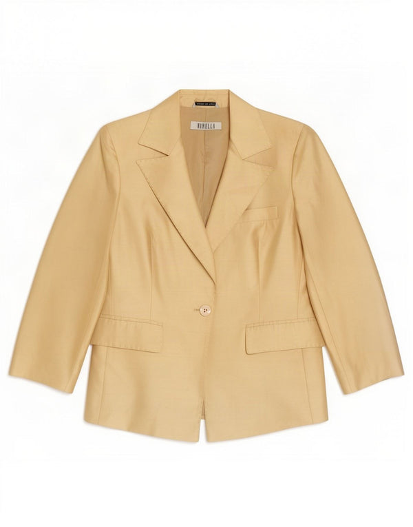 Jaqueta blazer feminina Marella com 1 botão e manga 3/4 Reino Unido 10 acetato bege pequeno