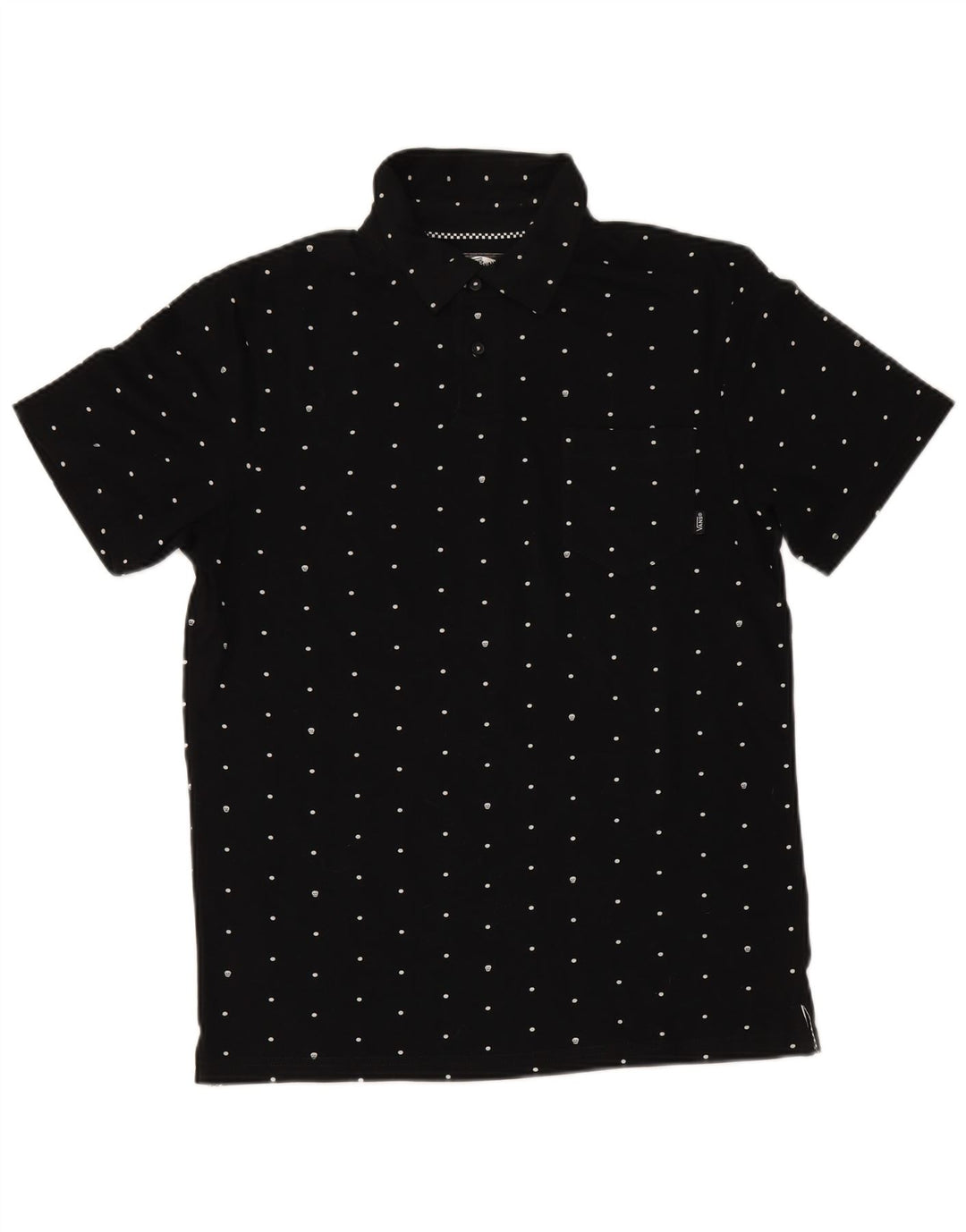 Camisa polo masculina VANS médio preto manchado de algodão