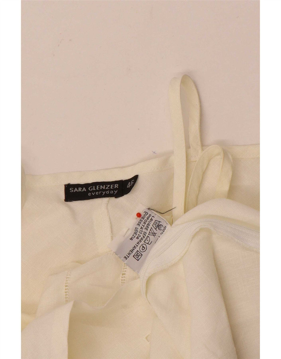 Sara Glenzer Cami feminino Top IT 46 grande linho branco