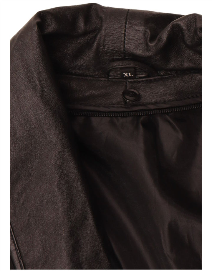 Jaqueta de couro feminina vintage UK 18 XL couro preto