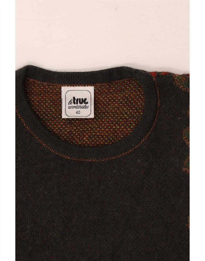 Suéter feminino LE TRUC com gola redonda e gola redonda IT 40 pequeno patchwork cinza