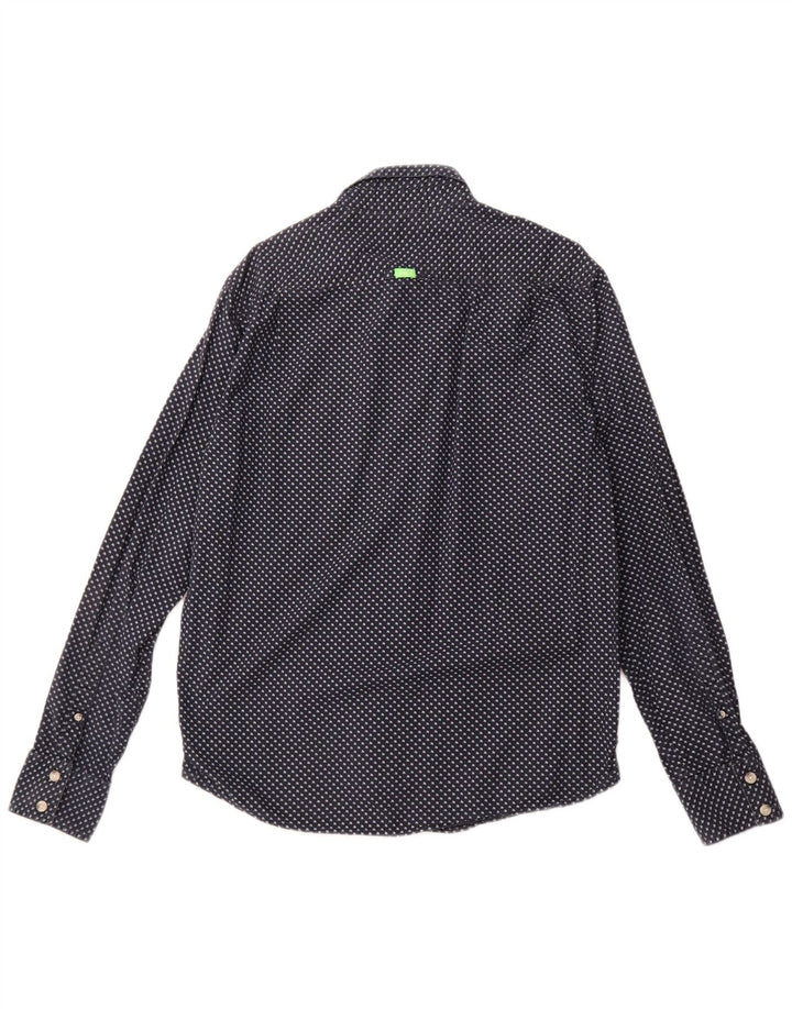 Camisa gráfica masculina SUPERDRY 2XL azul marinho manchado