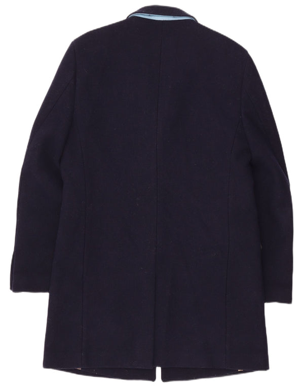 Sobretudo masculino vintage UK 42 XL lã azul marinho