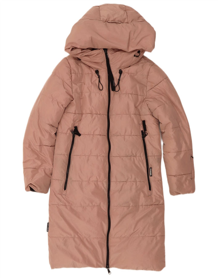 Casaco feminino acolchoado com capuz grande KHUJO UK 6 XS rosa poliéster