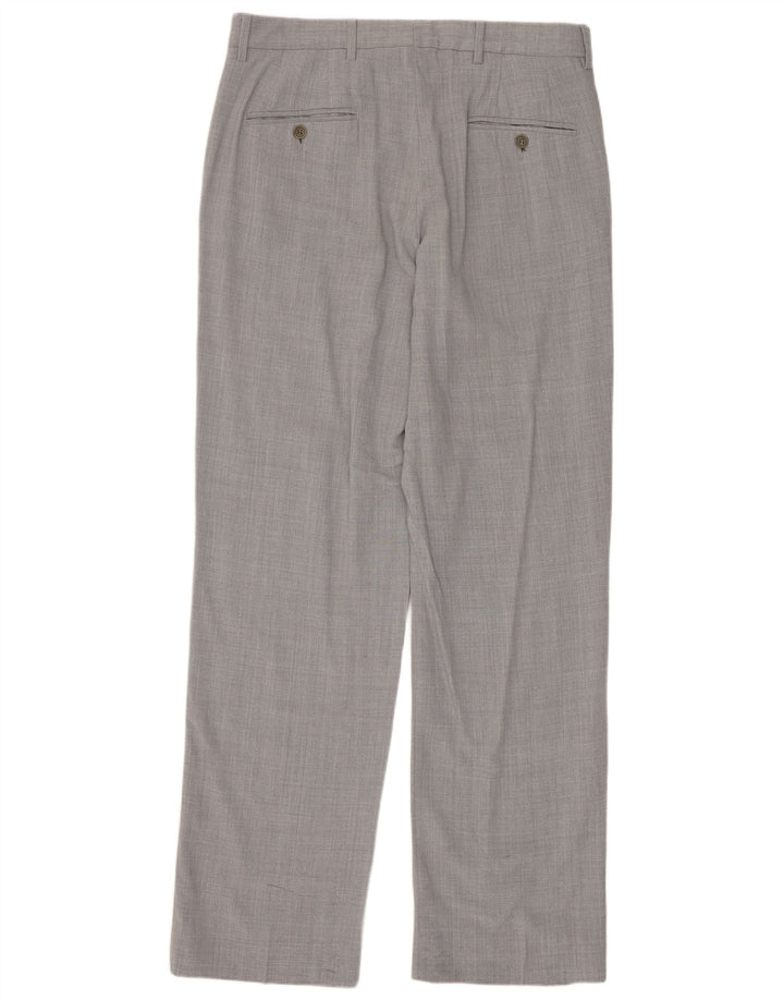 Calça masculina Zara Straight Suit EU 40 Médio W31 L33 Lã Cinza