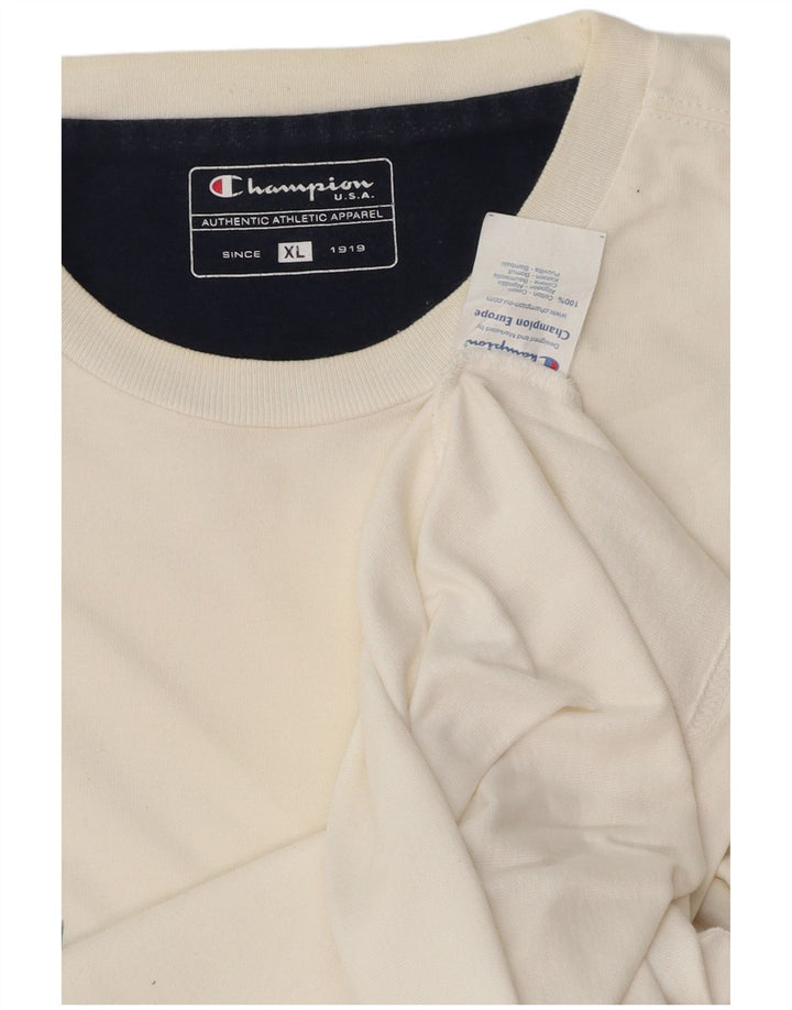Camiseta masculina gráfica CHAMPION Top XL algodão branco