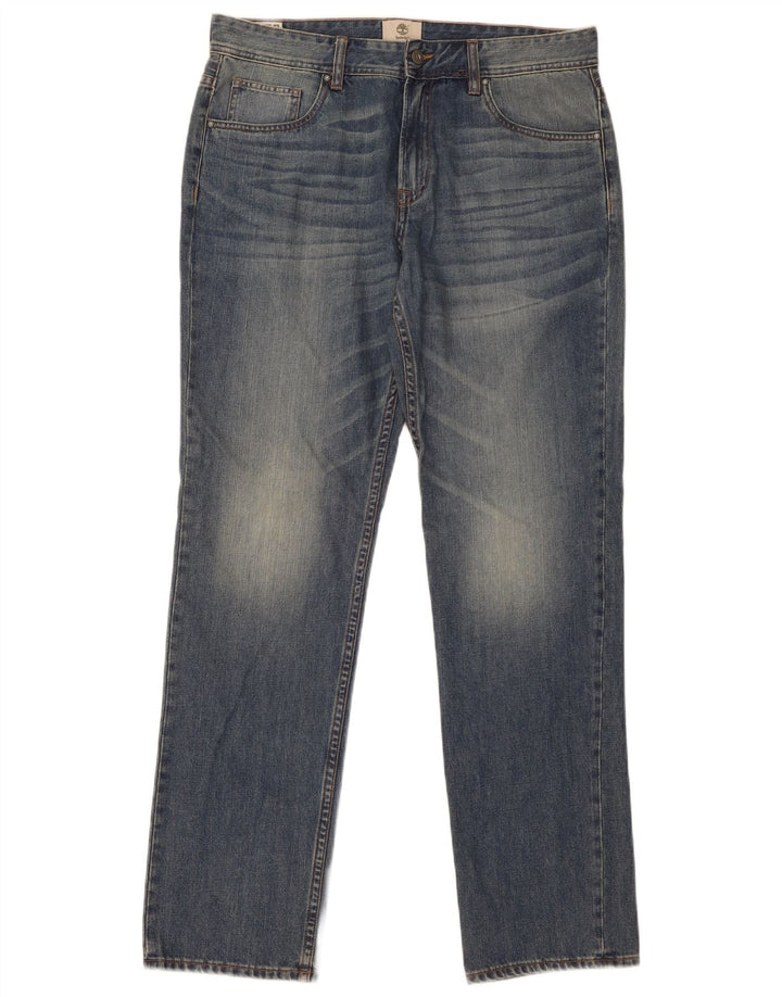 Calça jeans reta masculina Timberland W35 L33 azul algodão