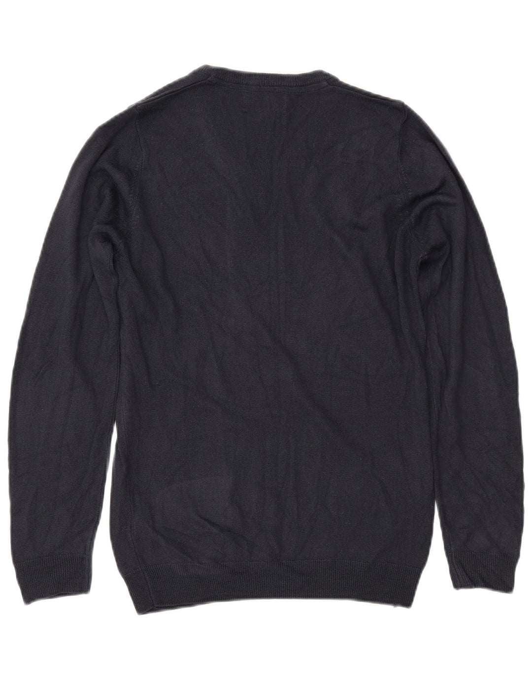 MARKS & SPENCER Suéter feminino com decote em V Reino Unido 10 pequeno azul marinho acrílico