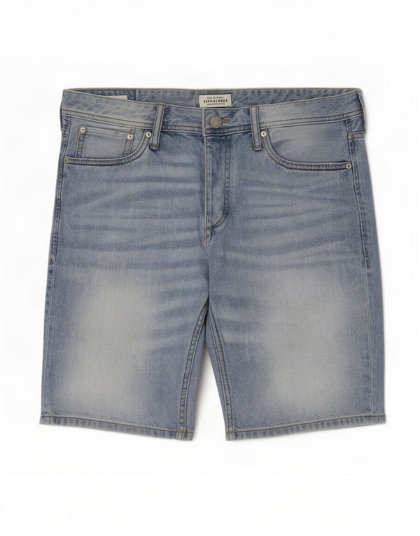 Shorts jeans masculino Jack & Jones Regular Fit grande W36 algodão azul