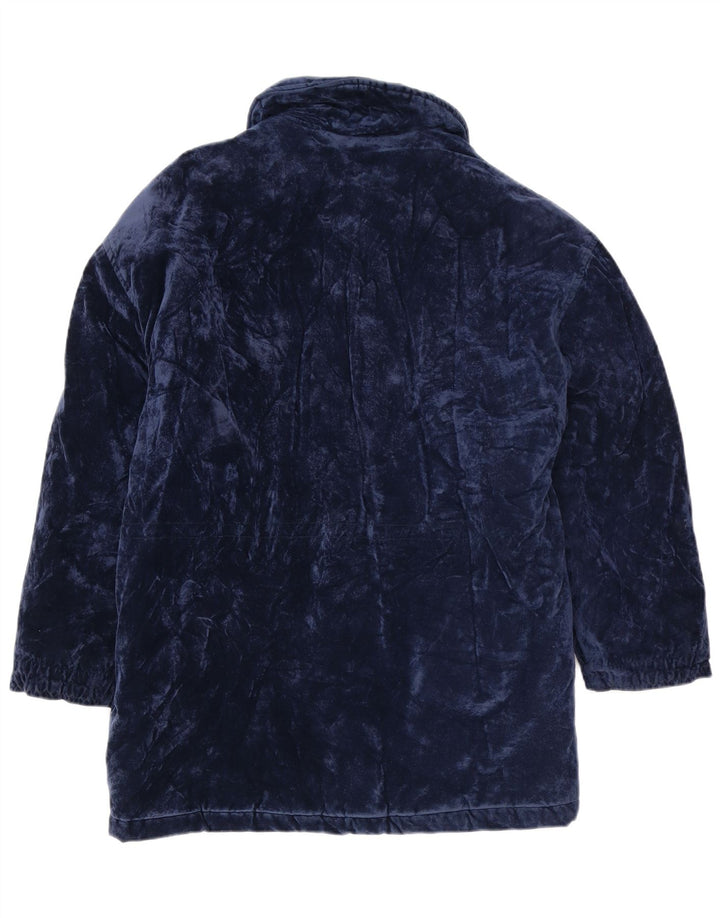 Casaco corta-vento vintage feminino de veludo grande Reino Unido 14 azul marinho médio