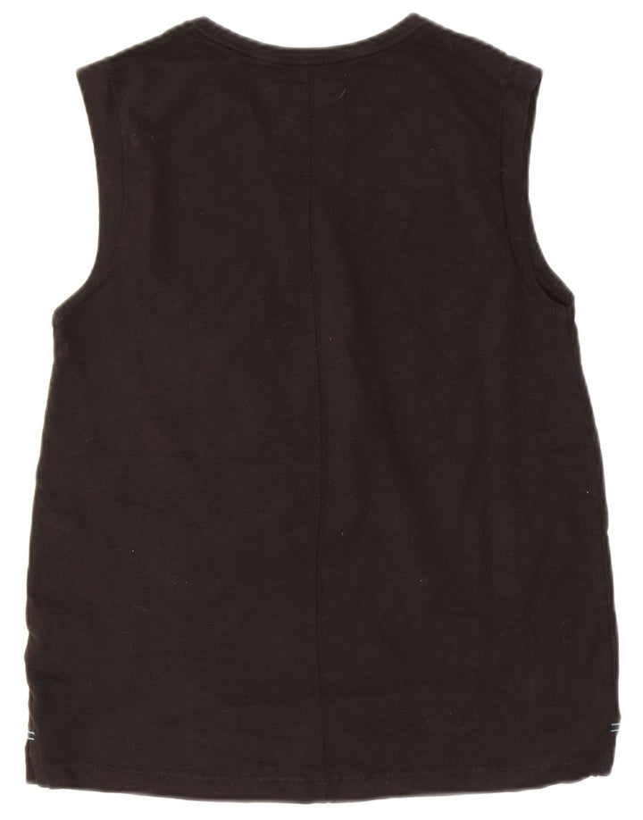 Colete feminino Fat Face Top UK 10 pequeno algodão preto