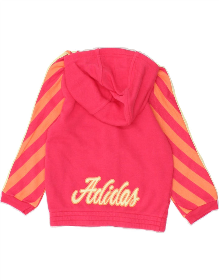 ADIDAS Baby Girls Graphic Zip Hoodie Sweater 18-24 Months  Pink Striped Vintage Adidas and Second-Hand Adidas from Messina Hembry 