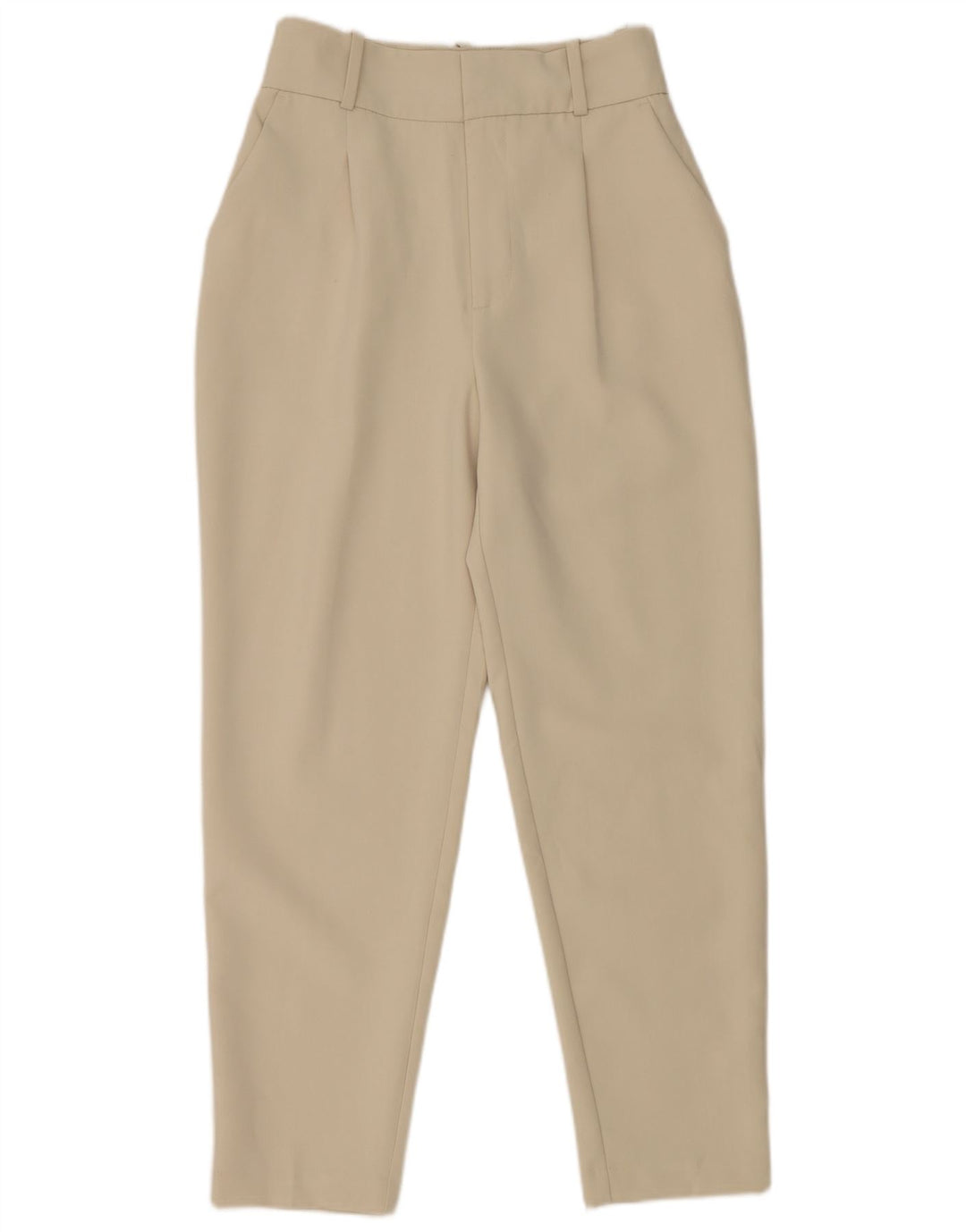 Zara Calça feminina afunilada pequena W26 L27 poliéster branco