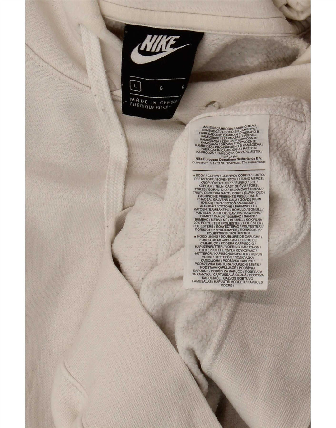 Nike Mens Hoodie Jumper Grande Algodão Branco