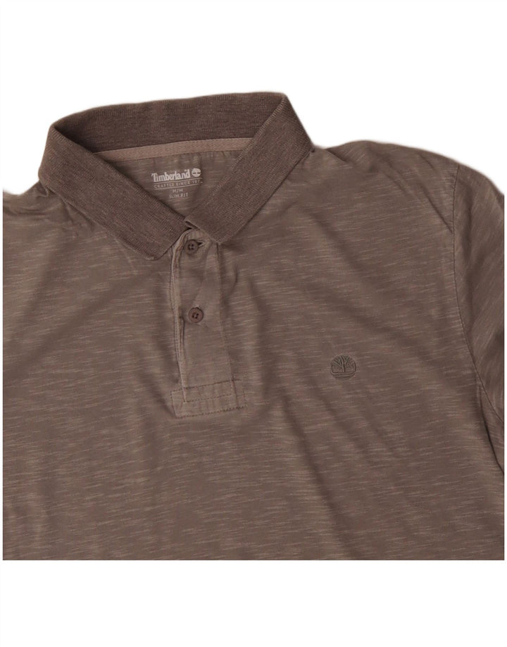 Camisa polo masculina TIMBERLAND Slim Fit cinza médio algodão manchado
