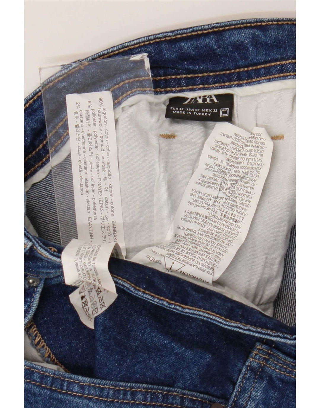 Zara Mens Slim Jeans EU 42 Grande W32 L29 Azul Algodão
