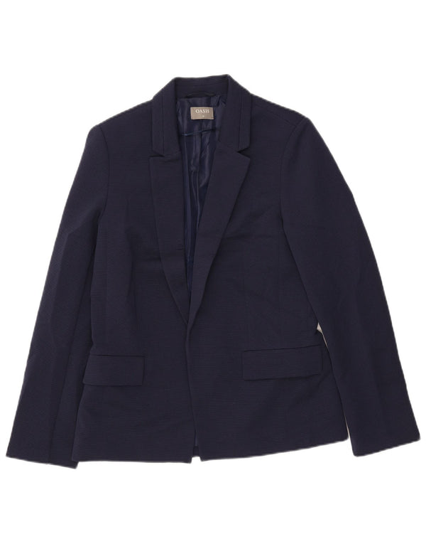 Jaqueta blazer aberta feminina Oasis UK 10 poliéster azul marinho pequeno