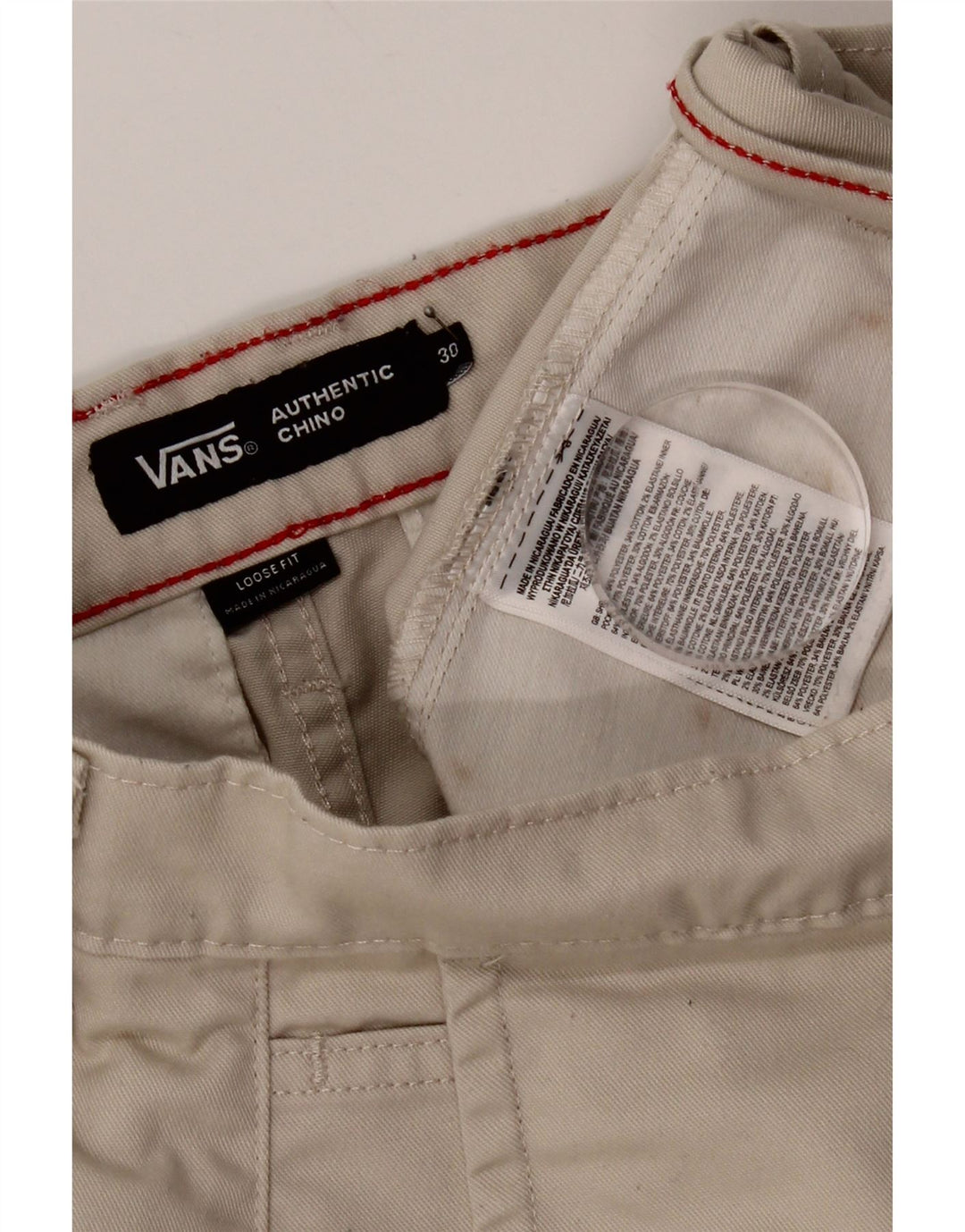Calça Vans Masculina Loose Fit Chino W30 L29 Poliéster Bege