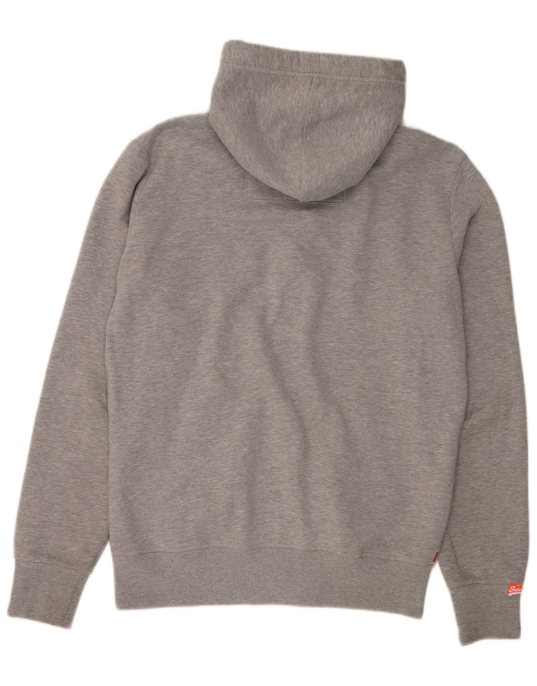 Suéter masculino Superdry com capuz e zíper grande algodão manchado cinza