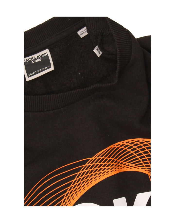 JACK & JONES moletom gráfico masculino jumper 2XL algodão preto