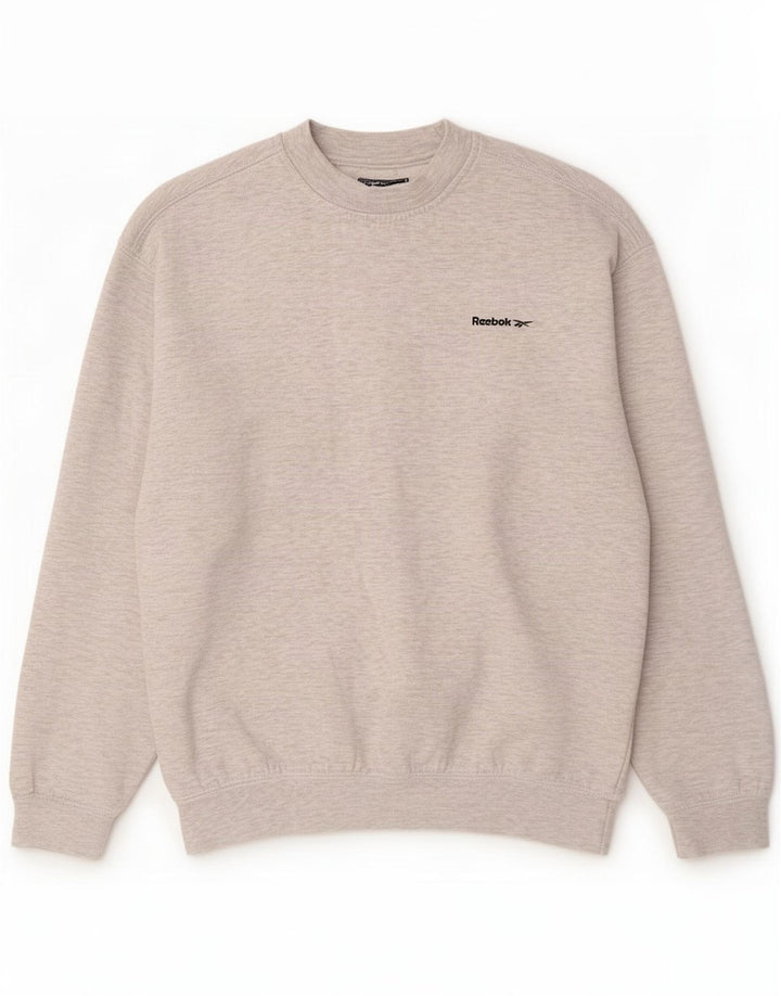 Reebok moletom masculino jumper pequeno poliéster manchado cinza