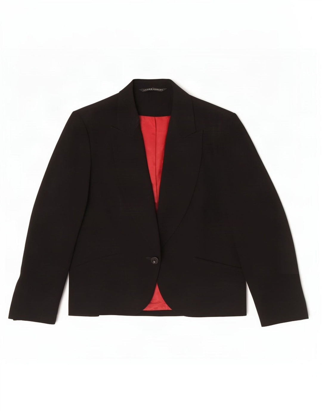 Jaqueta blazer feminina Laura Ashley com 1 botão Reino Unido 16 grande poliéster preto