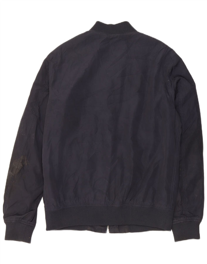 Zara Mens Bomber Jacket UK 40 Grande Poliéster Azul Marinho