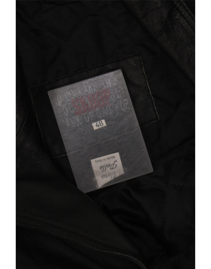 Casaco de couro feminino VINTAGE IT 48 XL couro preto