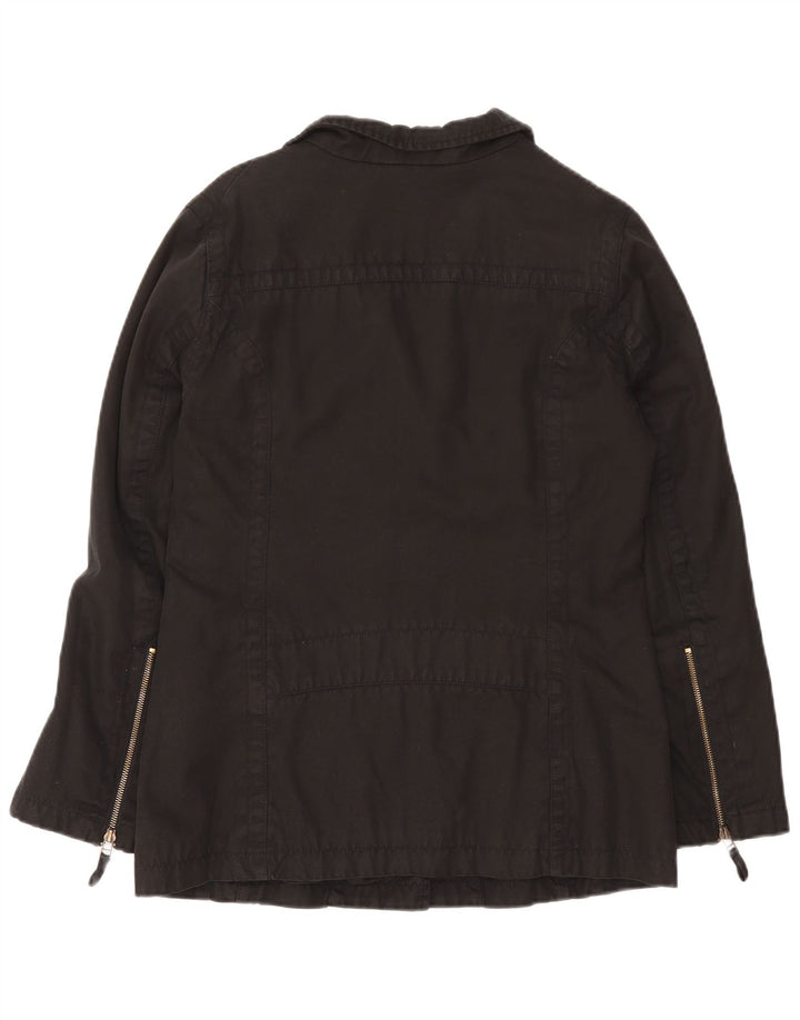 Jaqueta utilitária feminina Massimo Dutti Reino Unido 16 grande algodão preto